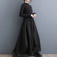 HEYFANCYSTYLE Black Extra Wide Leg Ankle Trousers