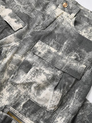 Men's White Multi-Pocket Camouflage Cargo Pants