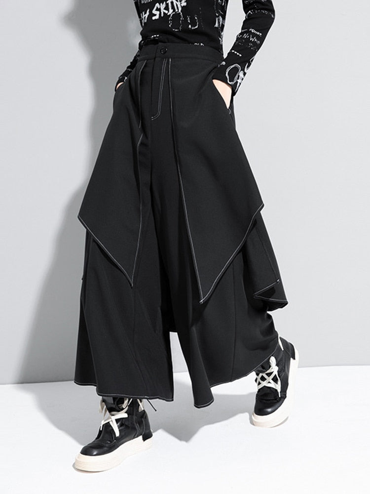 Luxe Irregular Wide Leg Black Linen Trousers – HEYFANCYSTYLE
