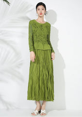 2-Piece Crinkled Pleats Skirt Set