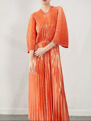 Luxury Formal Pleated Midi Dress