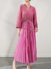 Luxury Formal Pleated Midi Dress
