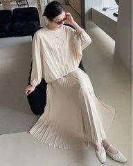 Luxury Flowy Plisse Skirt Set