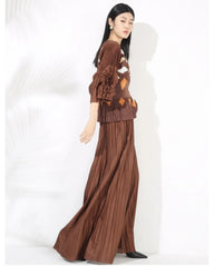 2-Piece Plissé Palazzo Set