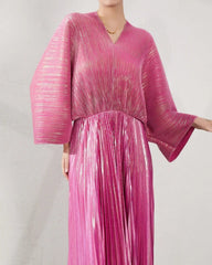 Luxury Formal Pleated Midi Dress