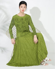 2-Piece Crinkled Pleats Skirt Set