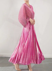 Luxury Formal Pleated Midi Dress