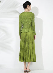 2-Piece Crinkled Pleats Skirt Set