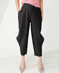 Luxury Plissé Cropped Trousers