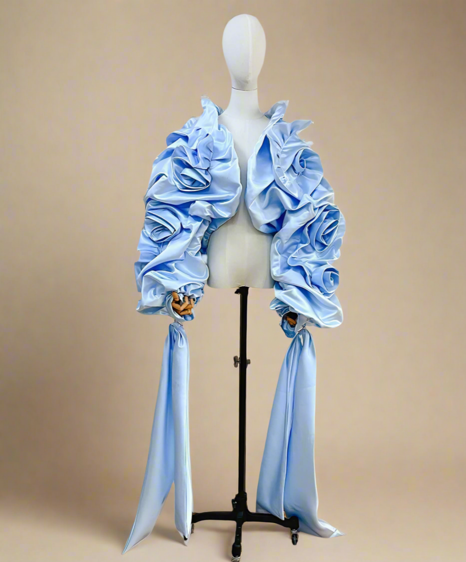 Couture Luxe Dramatic 3D Roses Wrap