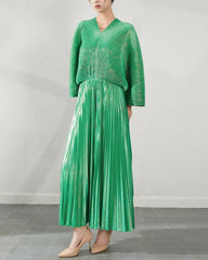 Luxury Formal Pleated Midi Dress
