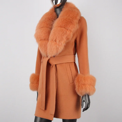 Women's Petite Cashmere & Wool Coat - Fox Fur