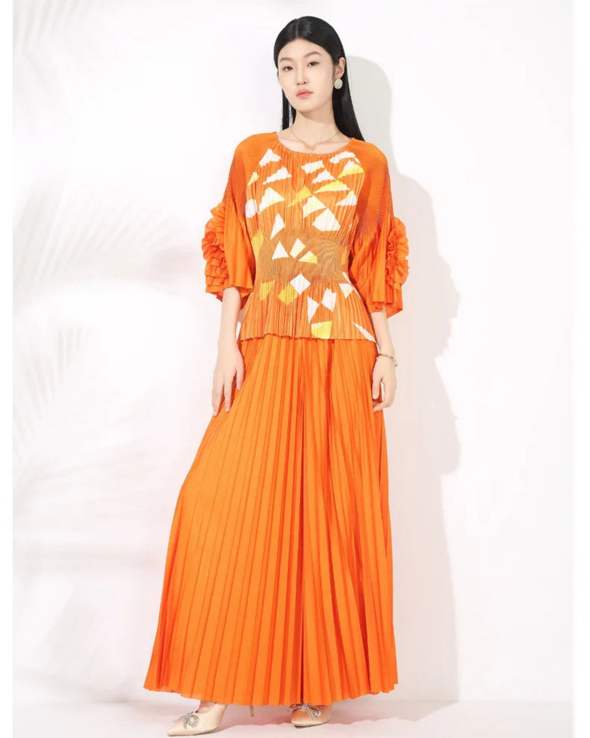 2-Piece Plissé Palazzo Set