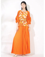 2-Piece Plissé Palazzo Set