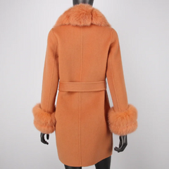 Women's Petite Cashmere & Wool Coat - Fox Fur