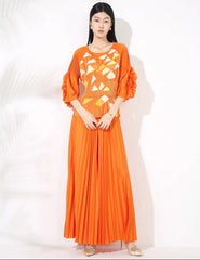 2-Piece Plissé Palazzo Set