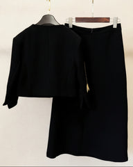 Elegant Cropped Jacket & Midi Skirt