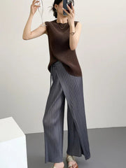 Wrap-Front Pleated Palazzo Pants