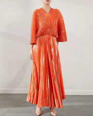 Luxury Formal Pleated Midi Dress