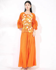 2-Piece Plissé Palazzo Set