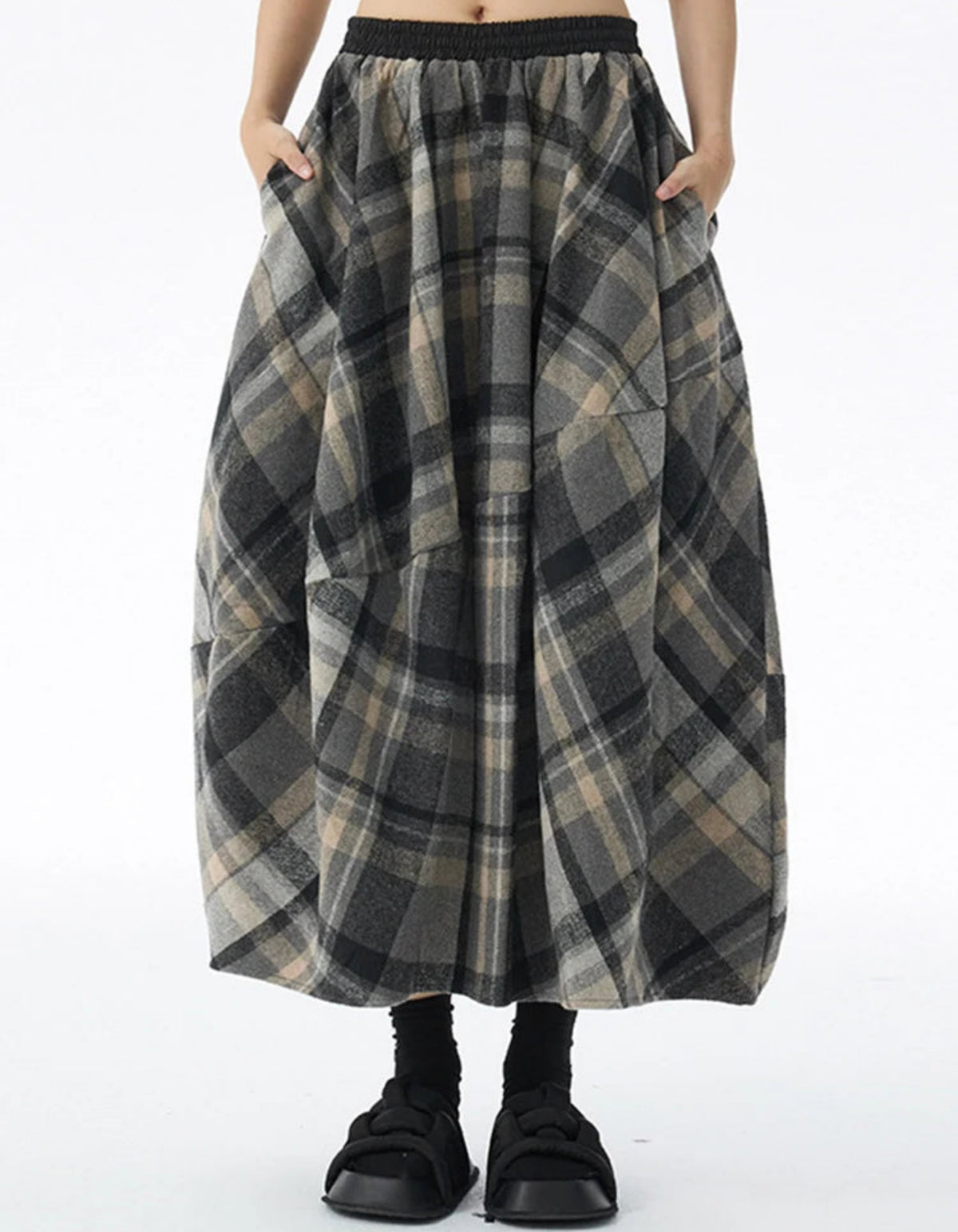 Luxury Plaid Wool-Blend Skirt