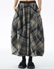 Luxury Plaid Wool-Blend Skirt