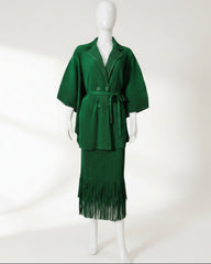 2-Piece Fringe Plissé Skirt Set