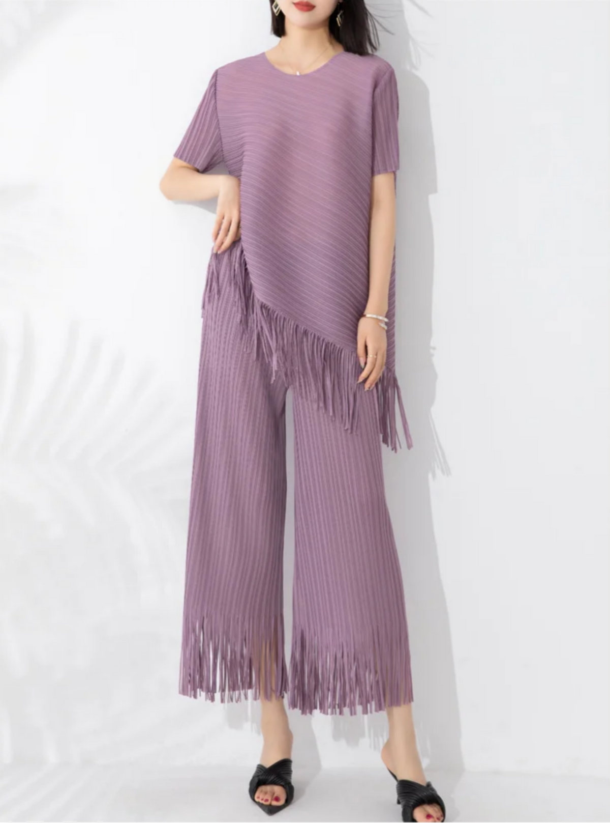 Women's Pleated Plissé Tunic & Palazzo Pants