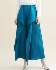 Pleated Asymmetric Palazzo Pants