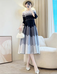 Wave Pleated Midi Dress