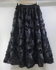 3D Carnation Embroidery Skirt