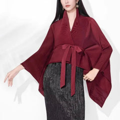Kimono Plissé Wrap Coat