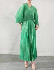 Luxury Formal Pleated Midi Dress