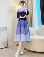 Wave Pleated Midi Dress