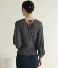 Plissé Dolman-Sleeve Top