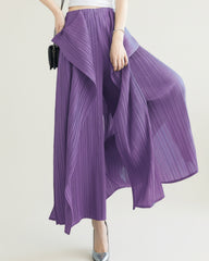 Pleated Asymmetric Palazzo Pants
