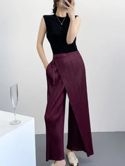 Wrap-Front Pleated Palazzo Pants