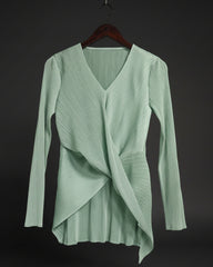 Elegant Pleated Top & Skirt Set