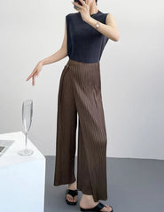 Wrap-Front Pleated Palazzo Pants