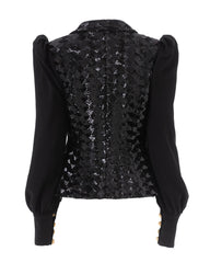 Luxury Sequin Puff-Sleeve Blazer