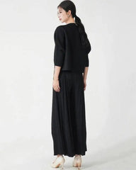 Elegant Plissé Trousers Set