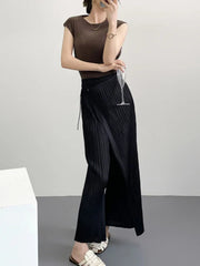 Wrap-Front Pleated Palazzo Pants