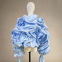 Couture Luxe Dramatic 3D Roses Wrap