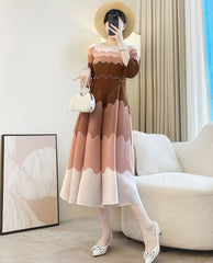 Wave Pleated Midi Dress