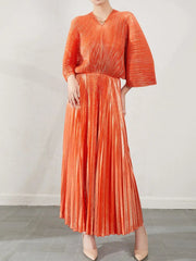 Luxury Formal Pleated Midi Dress