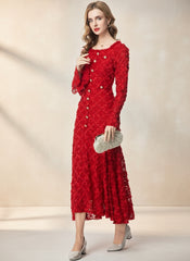 Luxury Floral Textured Lace Dress