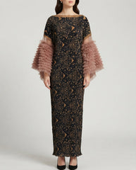 Plissé Ruffle Sleeves Maxi Dress