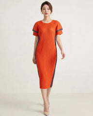 Architectural Pleated Midi Dress
