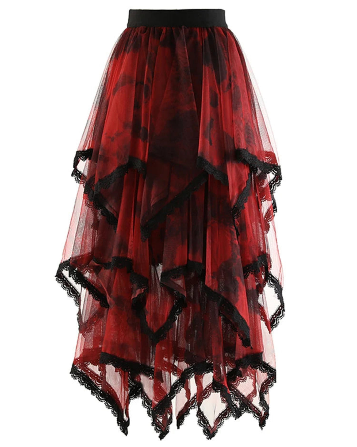 Avant-Garde Asymmetrical Tiered Tulle Couture Skirt