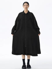 Avant-Garde Lightweight Oversized Maxi Coat – Zip-Front Duster